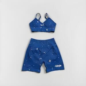 Civil Regime Two Piece Women's Small SET Blue Scrunch Shorts+ Bra MINT (A10)